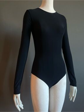ALIX NYC Leroy Black Long Sleeve Crew Neck Thong Bodysuit Minimalist Size Small